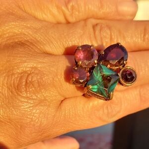Vintage Elegant Multicolor Gemstone Ring